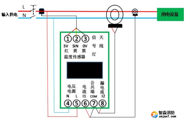 EFM-2P100電氣火災(zāi)智能監(jiān)測(cè)終端接線(xiàn)圖